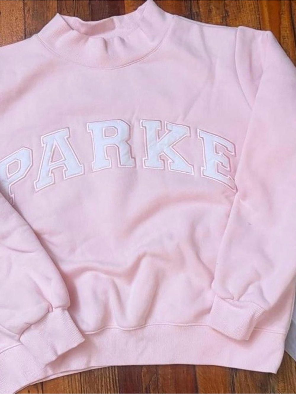 Parke Pale Pink Crewneck Sweatshirt with White Applique